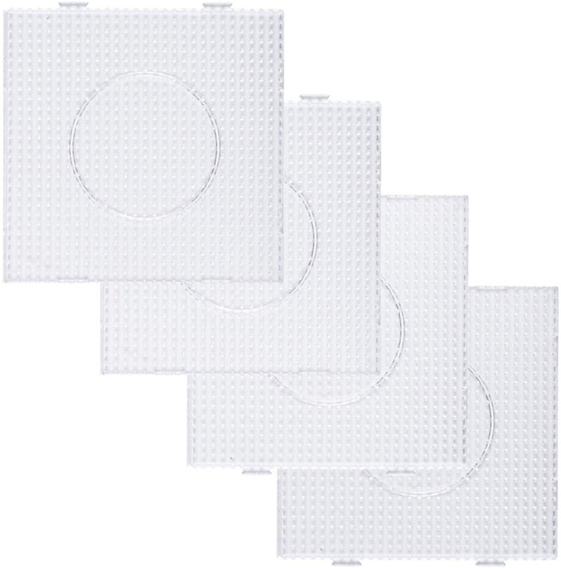 krastmon Fuse Beads Boards 5mm Large Clear Plastic Pegboards for Kids Craft Beads 4 PCS - Image 1
